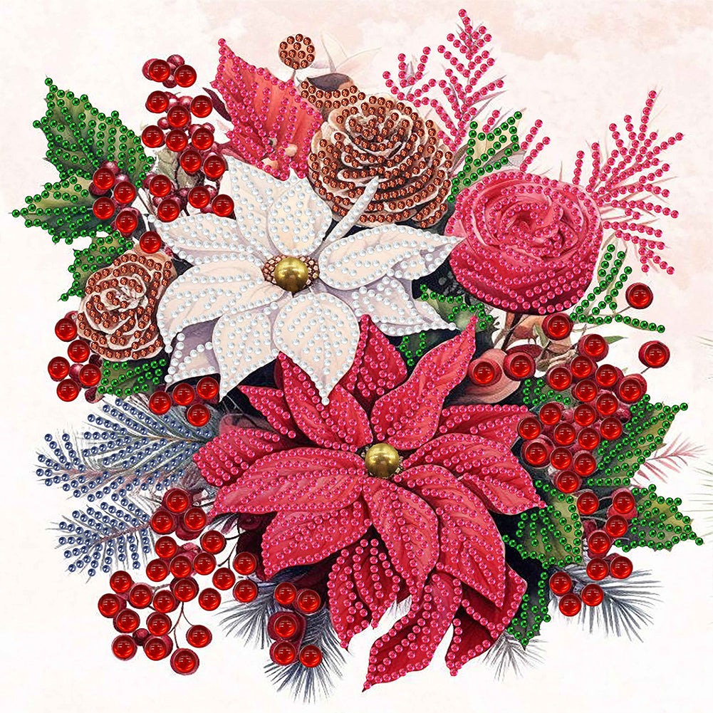 Christmas Flower Poinsettia - Special Shaped Drill Diamond Painting 30*30CM