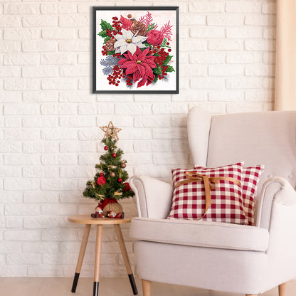 Christmas Flower Poinsettia - Special Shaped Drill Diamond Painting 30*30CM