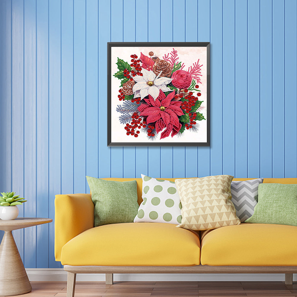 Christmas Flower Poinsettia - Special Shaped Drill Diamond Painting 30*30CM