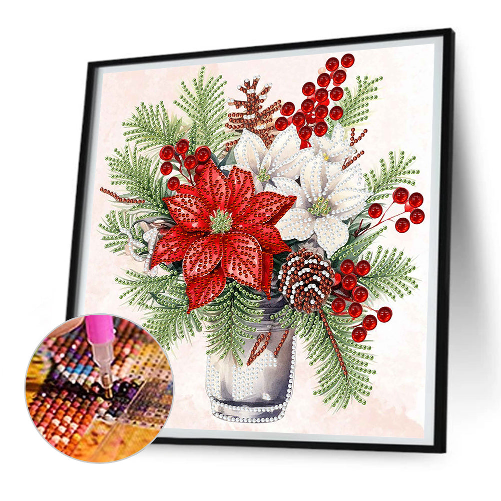 Christmas Flower Poinsettia - Special Shaped Drill Diamond Painting 30*30CM