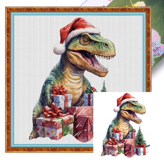 Christmas Dinosaur - 11CT Stamped Cross Stitch 40*40CM