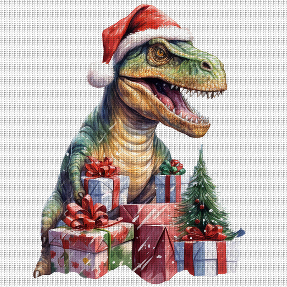 Christmas Dinosaur - 11CT Stamped Cross Stitch 40*40CM