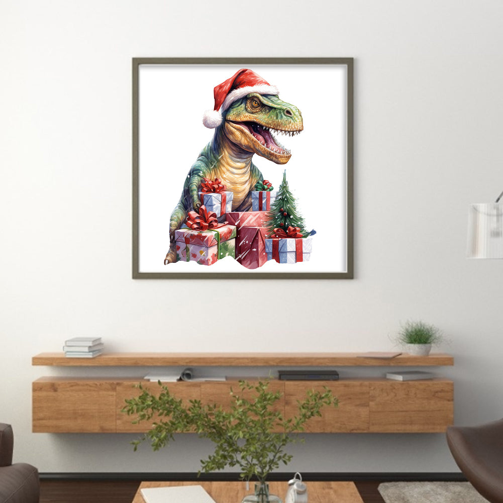 Christmas Dinosaur - 11CT Stamped Cross Stitch 40*40CM