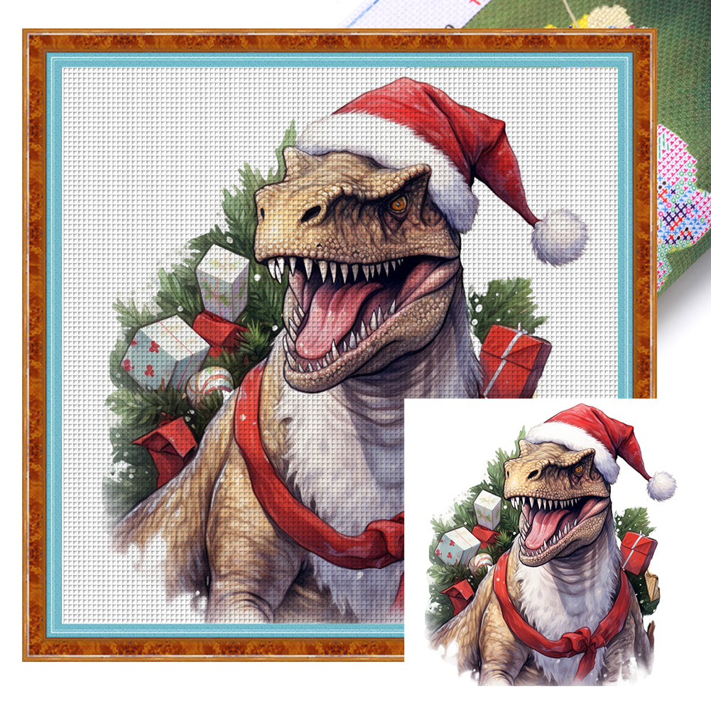 Christmas Dinosaur - 11CT Stamped Cross Stitch 40*40CM