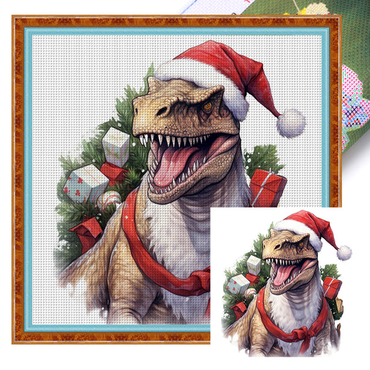 Christmas Dinosaur - 11CT Stamped Cross Stitch 40*40CM