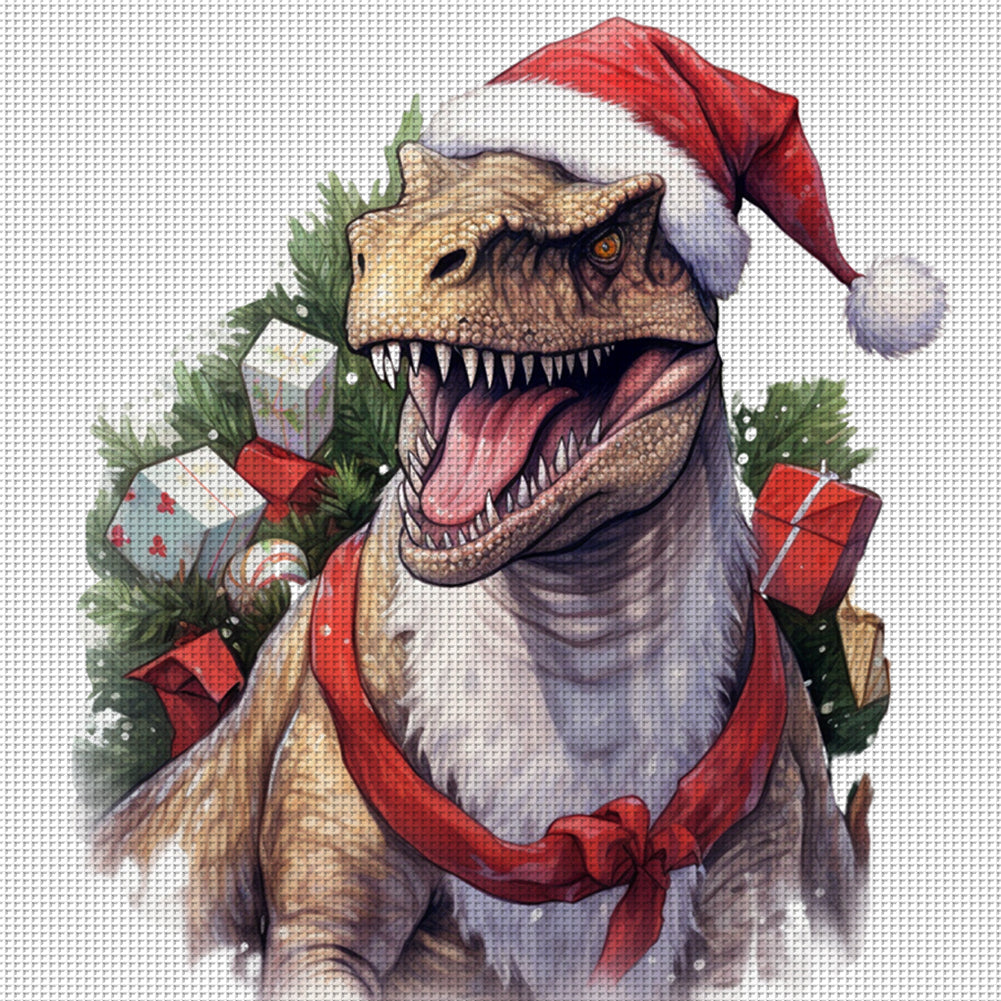 Christmas Dinosaur - 11CT Stamped Cross Stitch 40*40CM