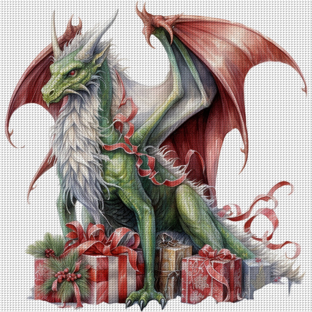 Christmas Pterosaur - 11CT Stamped Cross Stitch 40*40CM