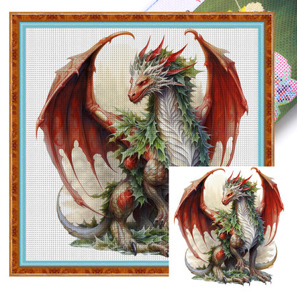 Christmas Pterosaur - 11CT Stamped Cross Stitch 40*40CM