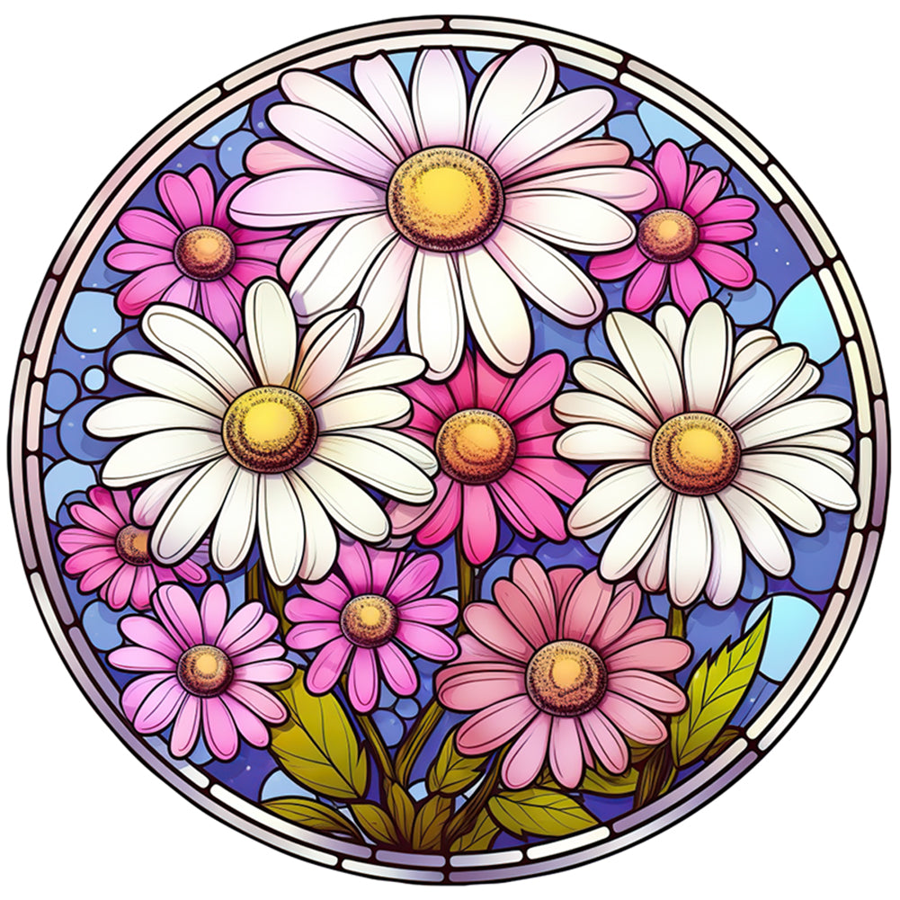 Glass Painting-Daisy - 18CT Stamped Cross Stitch 25*25CM