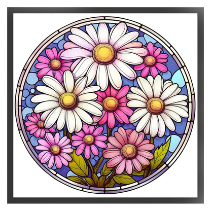 Glass Painting-Daisy - 18CT Stamped Cross Stitch 25*25CM