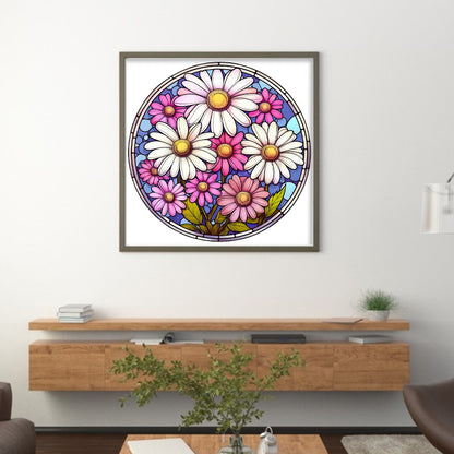 Glass Painting-Daisy - 18CT Stamped Cross Stitch 25*25CM