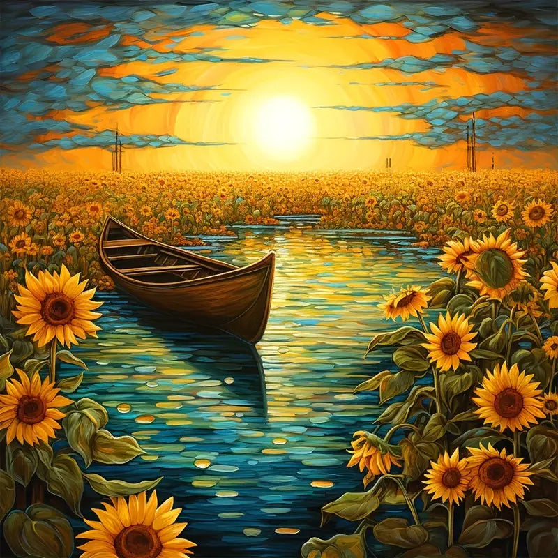 Sunflower Lake - Full Round Drill Diamond Painting 40*40CM