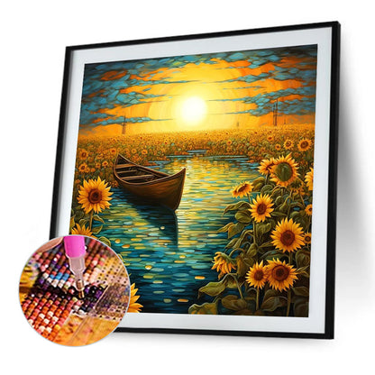 Sunflower Lake - Full Round Drill Diamond Painting 40*40CM