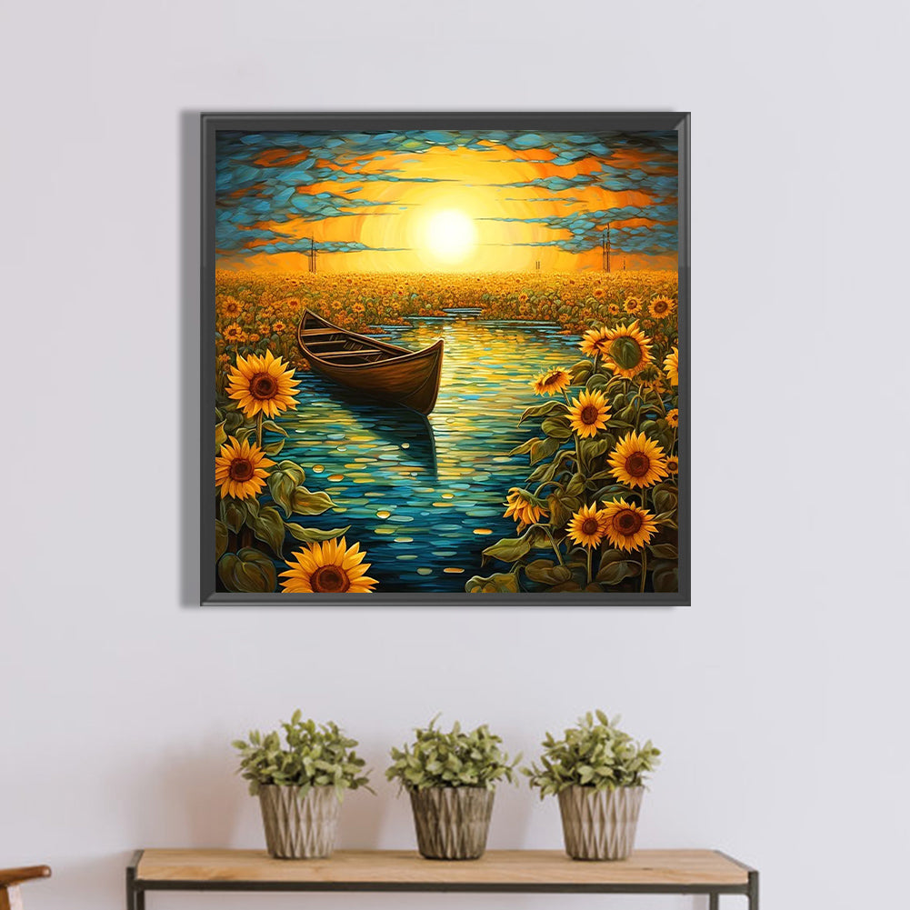 Sunflower Lake - Full Round Drill Diamond Painting 40*40CM
