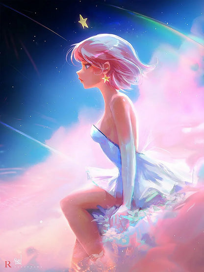 Pink Hair Idol - Full Round Drill Diamond Painting 40*60CM