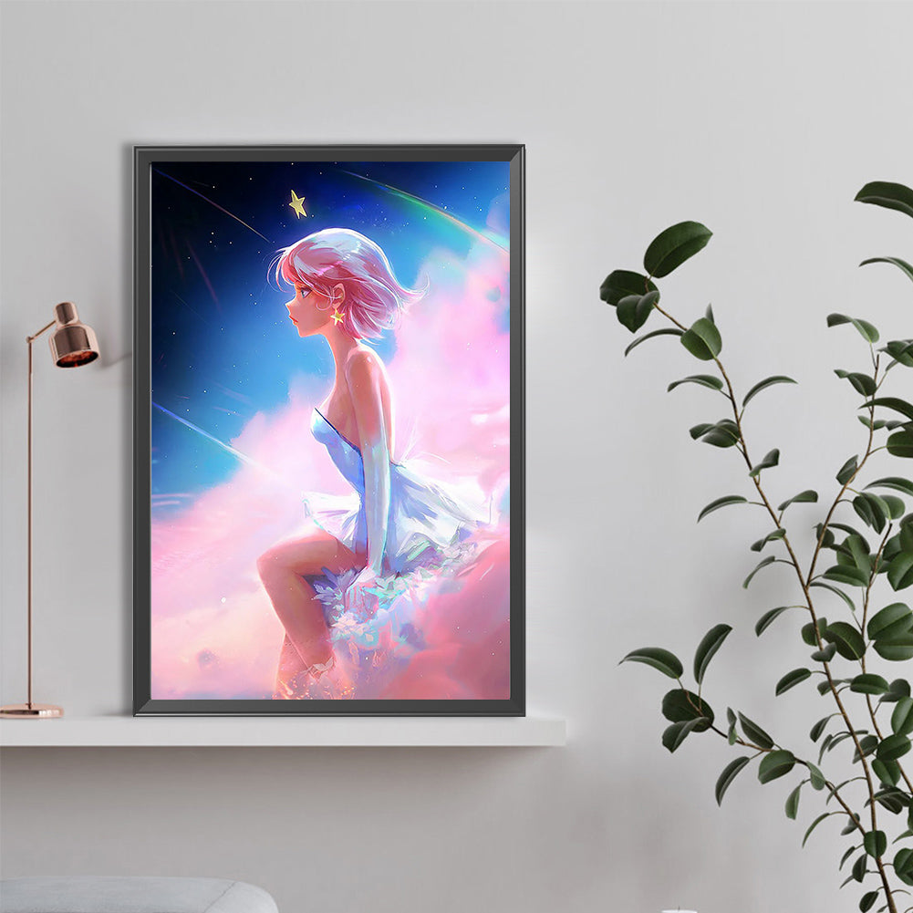 Pink Hair Idol - Full Round Drill Diamond Painting 40*60CM