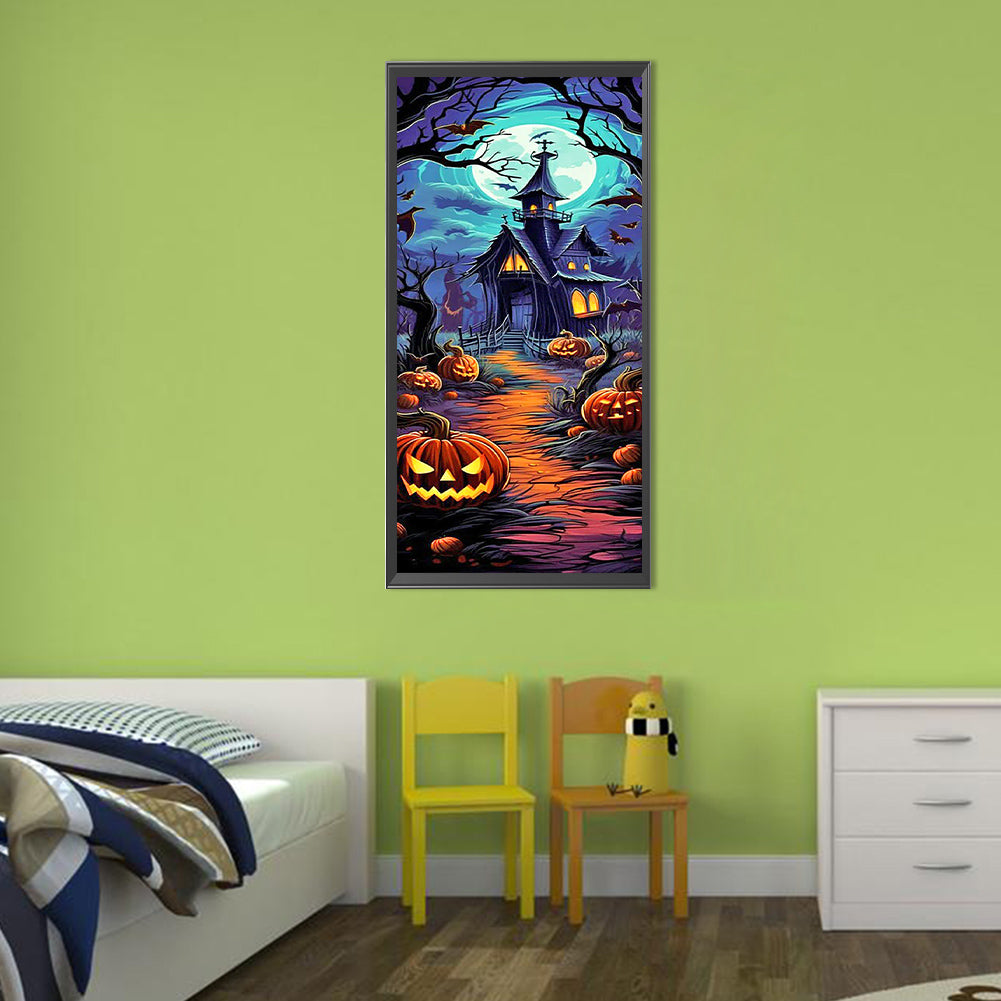 Halloween Pumpkin Castle - Full Round Drill Diamond Painting 30*70CM