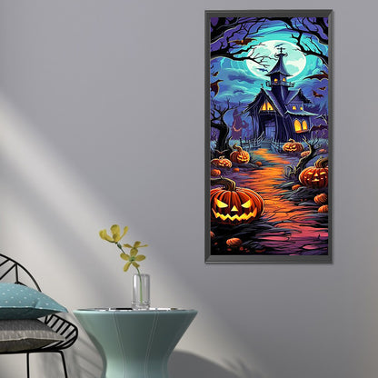 Halloween Pumpkin Castle - Full Round Drill Diamond Painting 30*70CM