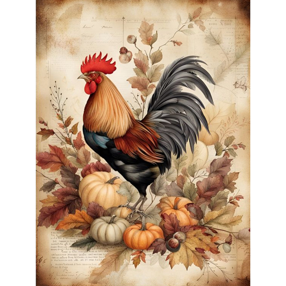 Cock In Retro Diary - Full Round Drill Diamond Painting 30*40CM