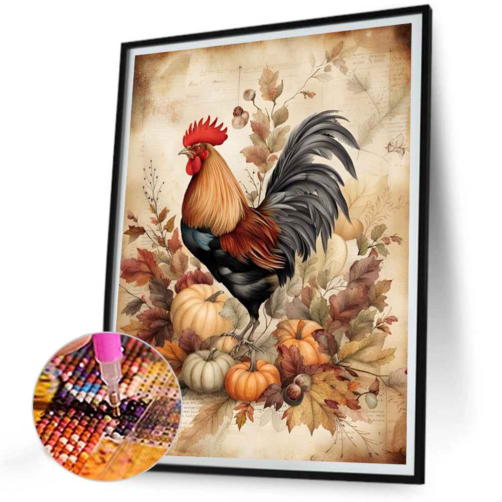 Cock In Retro Diary - Full Round Drill Diamond Painting 30*40CM
