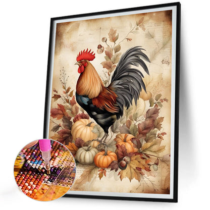 Cock In Retro Diary - Full Round Drill Diamond Painting 30*40CM