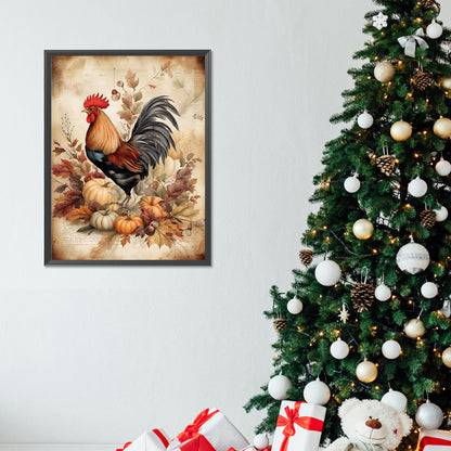 Cock In Retro Diary - Full Round Drill Diamond Painting 30*40CM