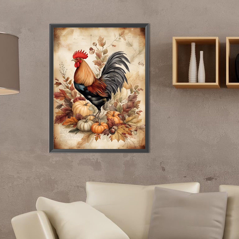 Cock In Retro Diary - Full Round Drill Diamond Painting 30*40CM