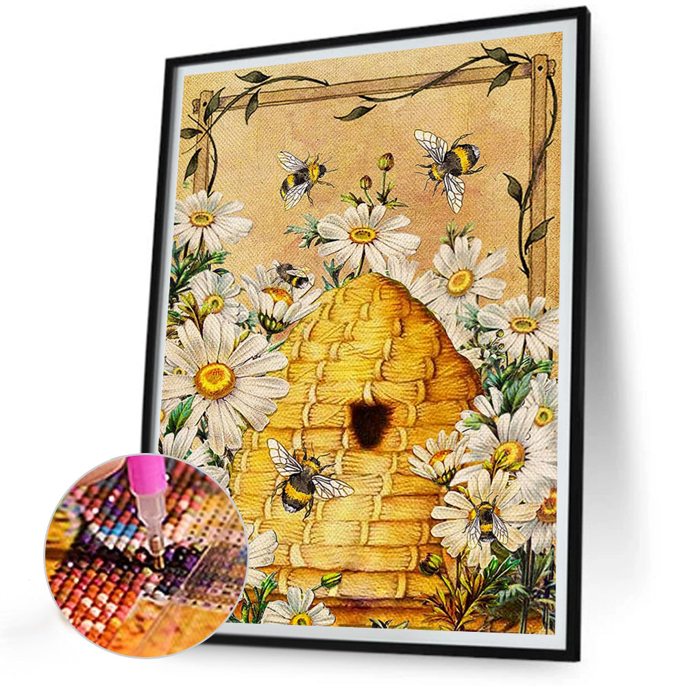 Bees In Vintage Diary - Full Round Drill Diamond Painting 30*40CM