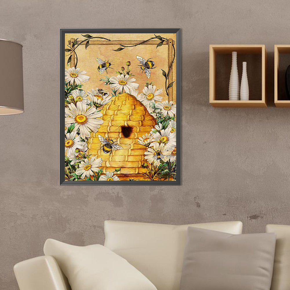 Bees In Vintage Diary - Full Round Drill Diamond Painting 30*40CM