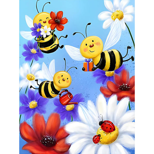 Little Bee Collecting Honey - Full Round Drill Diamond Painting 30*40CM