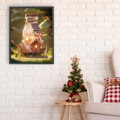 Forest Bottle Hut - Full Round Drill Diamond Painting 30*40CM