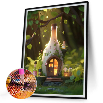 Forest Bottle Hut - Full Round Drill Diamond Painting 30*40CM