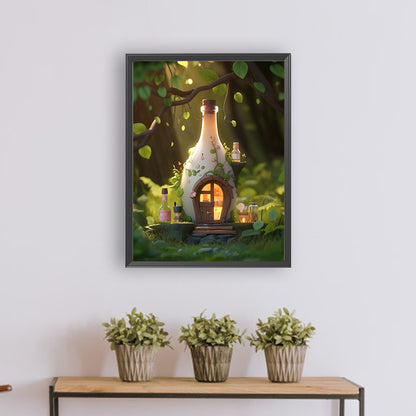Forest Bottle Hut - Full Round Drill Diamond Painting 30*40CM