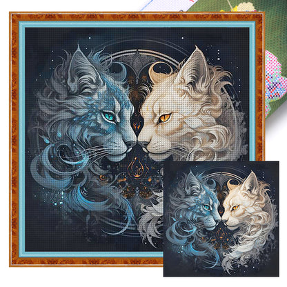 Yin Yang Cat - 11CT Stamped Cross Stitch 40*40CM