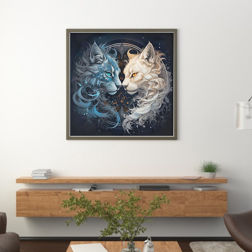 Yin Yang Cat - 11CT Stamped Cross Stitch 40*40CM