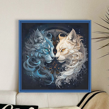 Yin Yang Cat - 11CT Stamped Cross Stitch 40*40CM