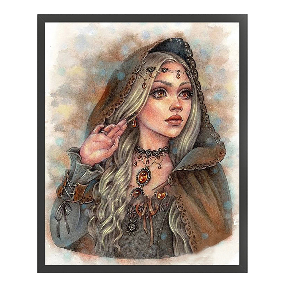 Woman With Cloak - 11CT Stamped Cross Stitch 40*50CM