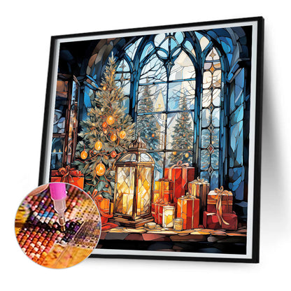 Christmas Glass Painting - Full Round Drill Diamond Painting 30*30CM