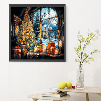 Christmas Glass Painting - Full Round Drill Diamond Painting 30*30CM