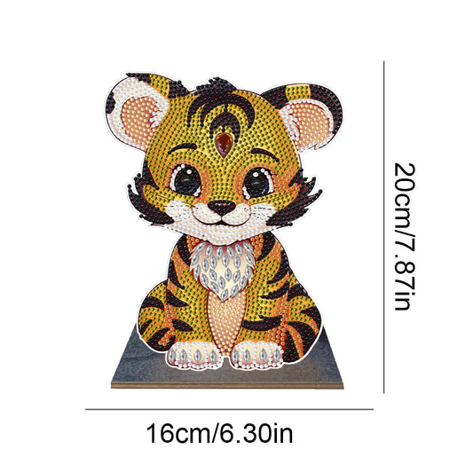 Wooden Desktop Diamond Painting Ornament Diamond Table Decor (Tiger)