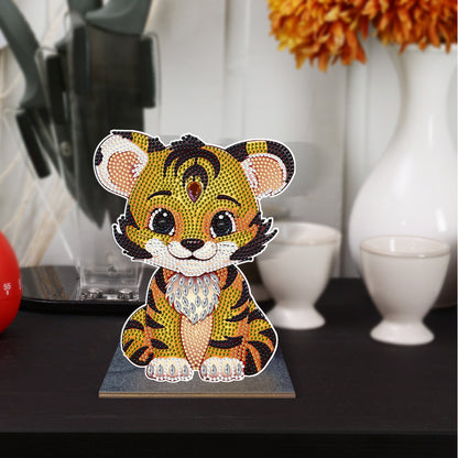Wooden Desktop Diamond Painting Ornament Diamond Table Decor (Tiger)