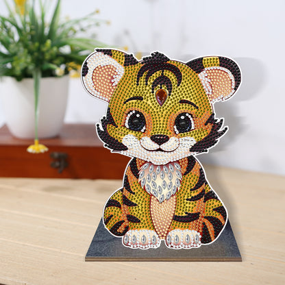 Wooden Desktop Diamond Painting Ornament Diamond Table Decor (Tiger)