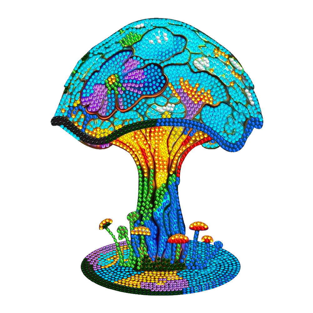 Wooden Desktop Diamond Painting Ornament Diamond Table Decor (Mushroom Lamp)