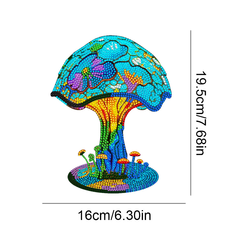 Wooden Desktop Diamond Painting Ornament Diamond Table Decor (Mushroom Lamp)