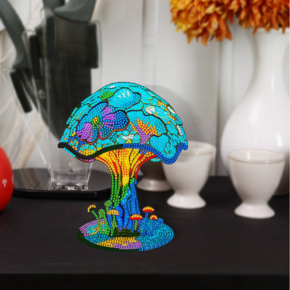 Wooden Desktop Diamond Painting Ornament Diamond Table Decor (Mushroom Lamp)