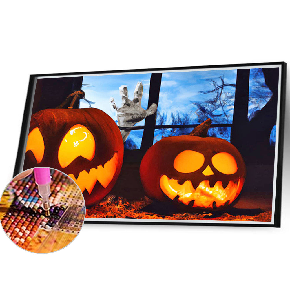 Halloween Pumpkin Lantern - Full Round Drill Diamond Painting 40*30CM