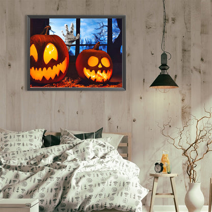 Halloween Pumpkin Lantern - Full Round Drill Diamond Painting 40*30CM