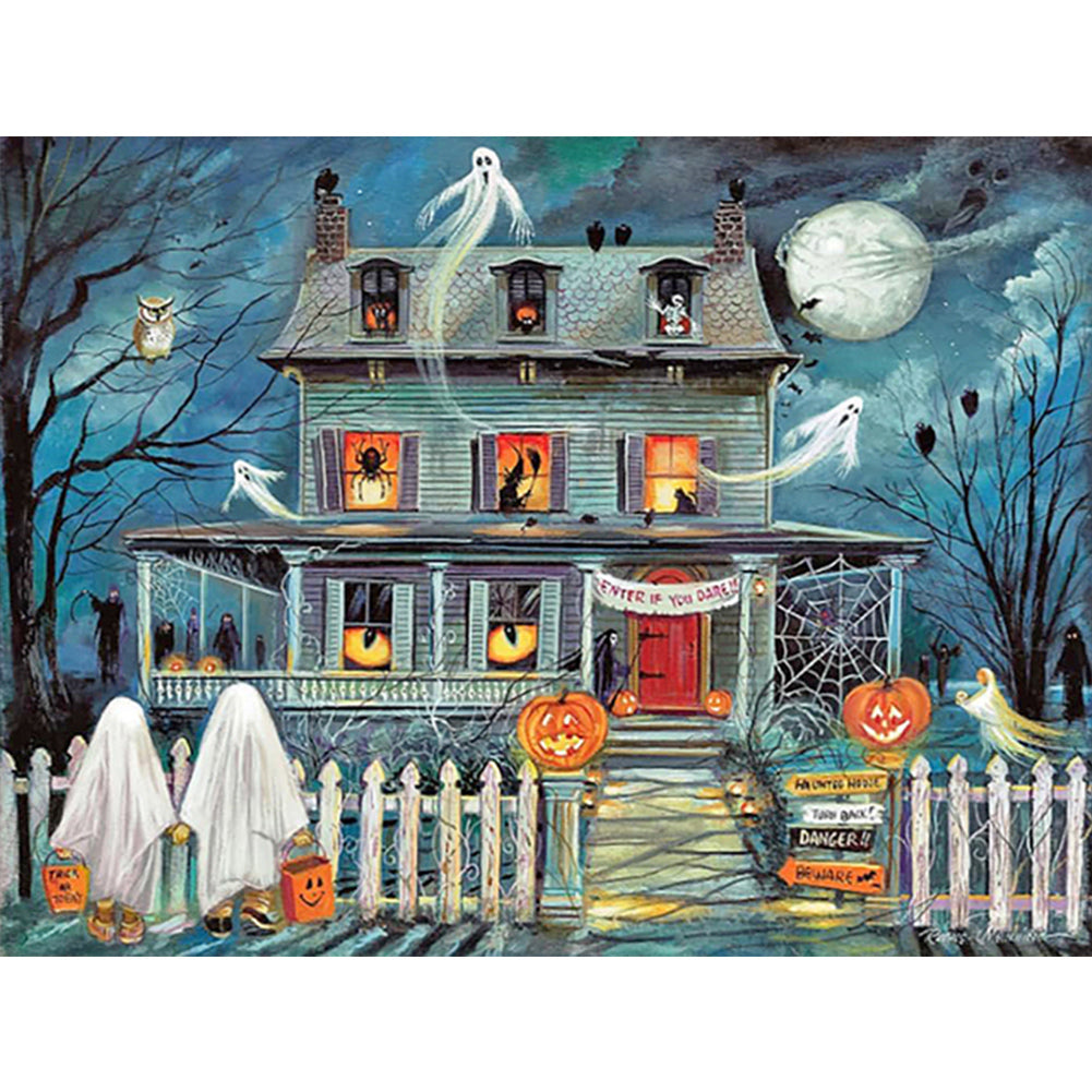 Halloween Horror House - Full Round Drill Diamond Painting 40*30CM