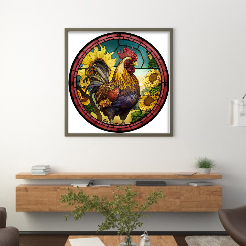 Glass Painting-Rooster - 11CT Stamped Cross Stitch 40*40CM