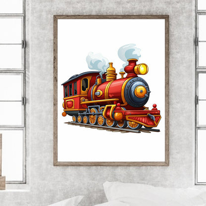 Red Locomotive - Full Round Drill Diamond Painting 30*40CM